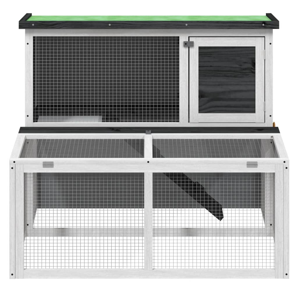 Rabbit cage, gray, 102x90x84.5 cm, solid pine wood