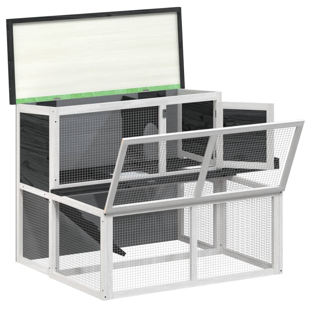 Rabbit cage, gray, 102x90x84.5 cm, solid pine wood