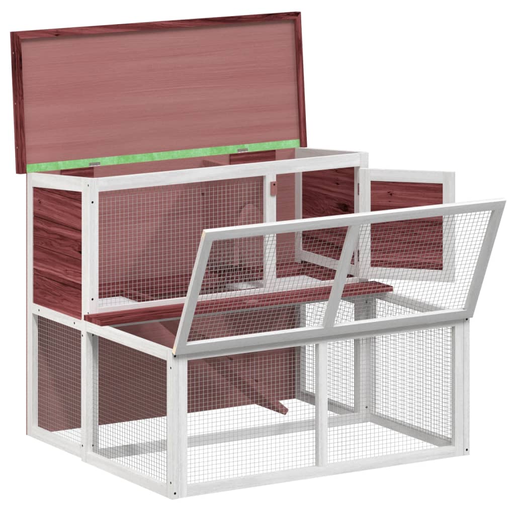 Rabbit cage, brown, 102x90x84.5 cm, solid pine wood