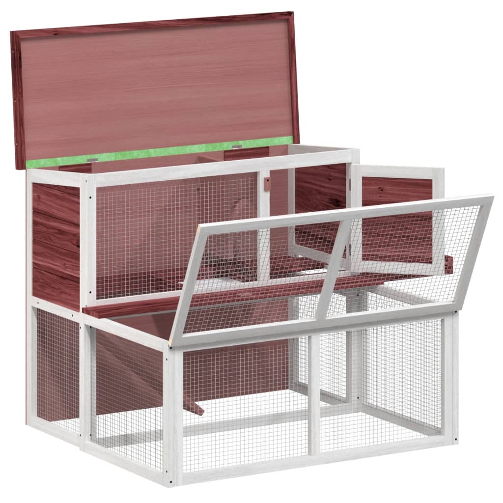 Rabbit cage, brown, 102x90x84.5 cm, solid pine wood