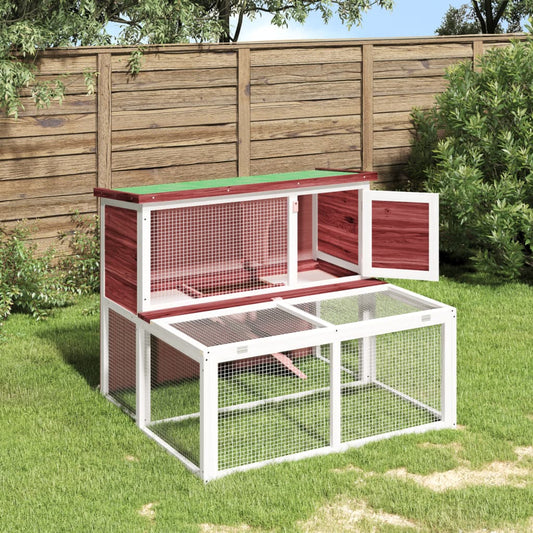 Rabbit cage, brown, 102x90x84.5 cm, solid pine wood