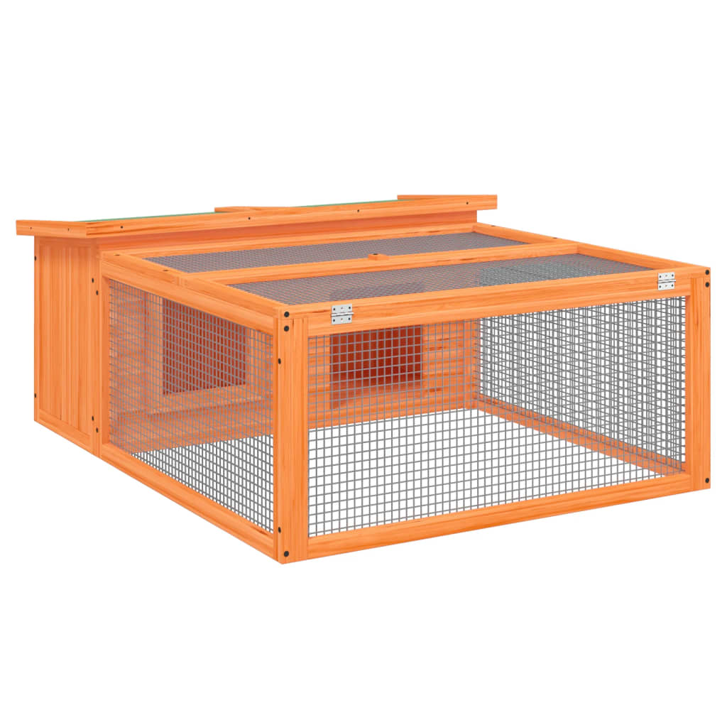 Rabbit cage, brown, 117.5x97x47.5 cm, solid pine wood