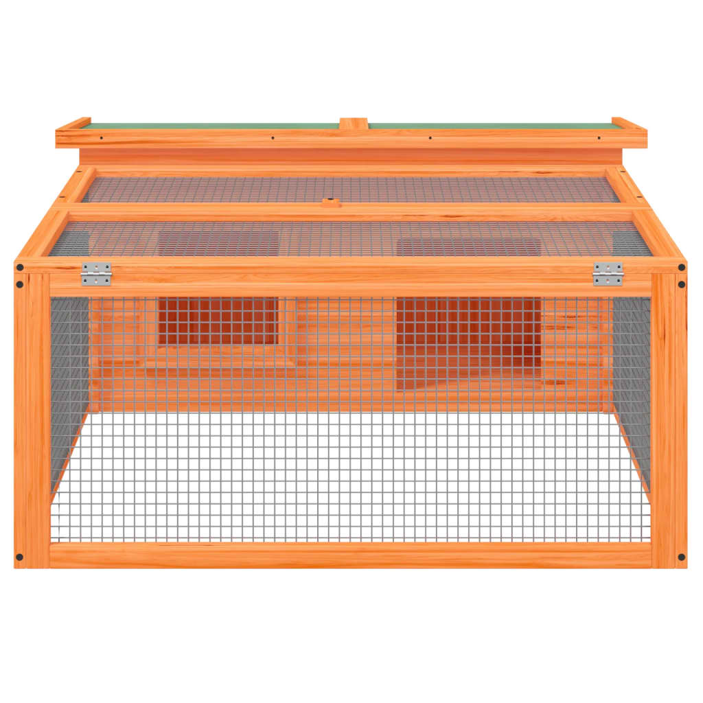 Rabbit cage, brown, 117.5x97x47.5 cm, solid pine wood