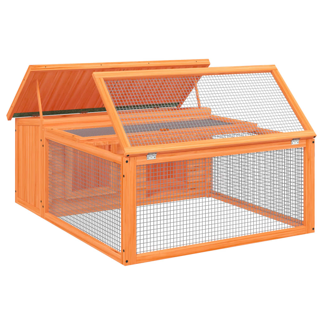 Rabbit cage, brown, 117.5x97x47.5 cm, solid pine wood