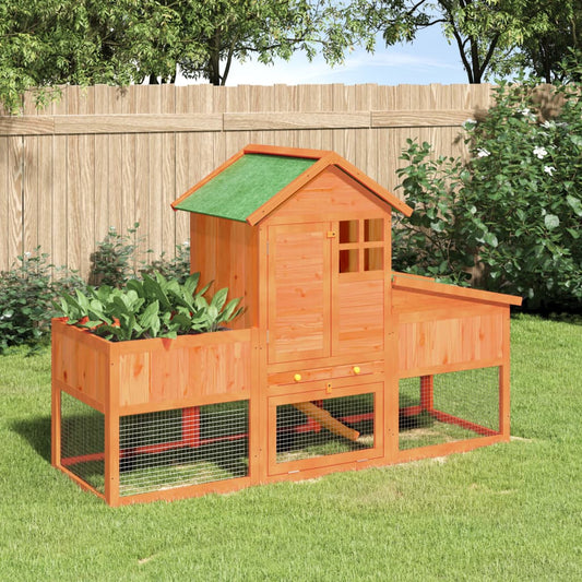 Brown rabbit cage 170x63x113 cm solid pine wood