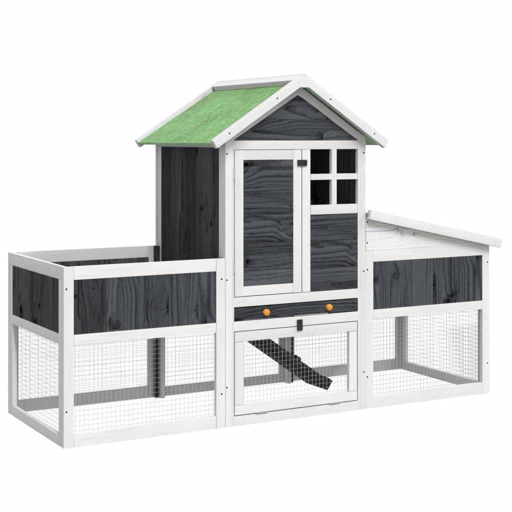 Cage for gray rabbits 170x63x113 cm solid pine wood