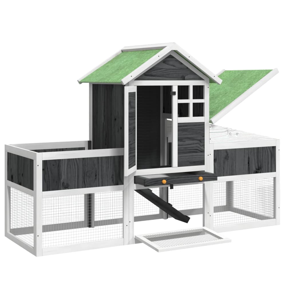 Cage for gray rabbits 170x63x113 cm solid pine wood