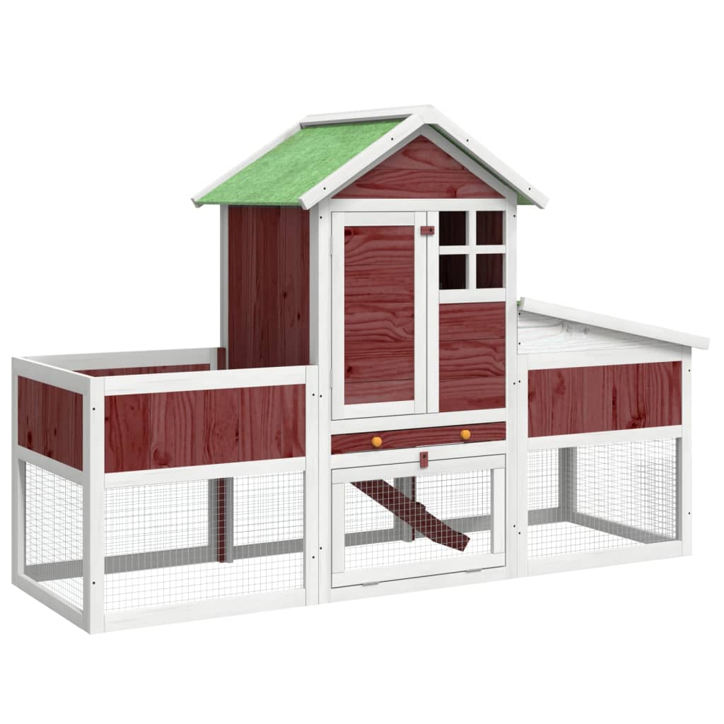 Brown rabbit cage 170x63x113 cm solid pine wood