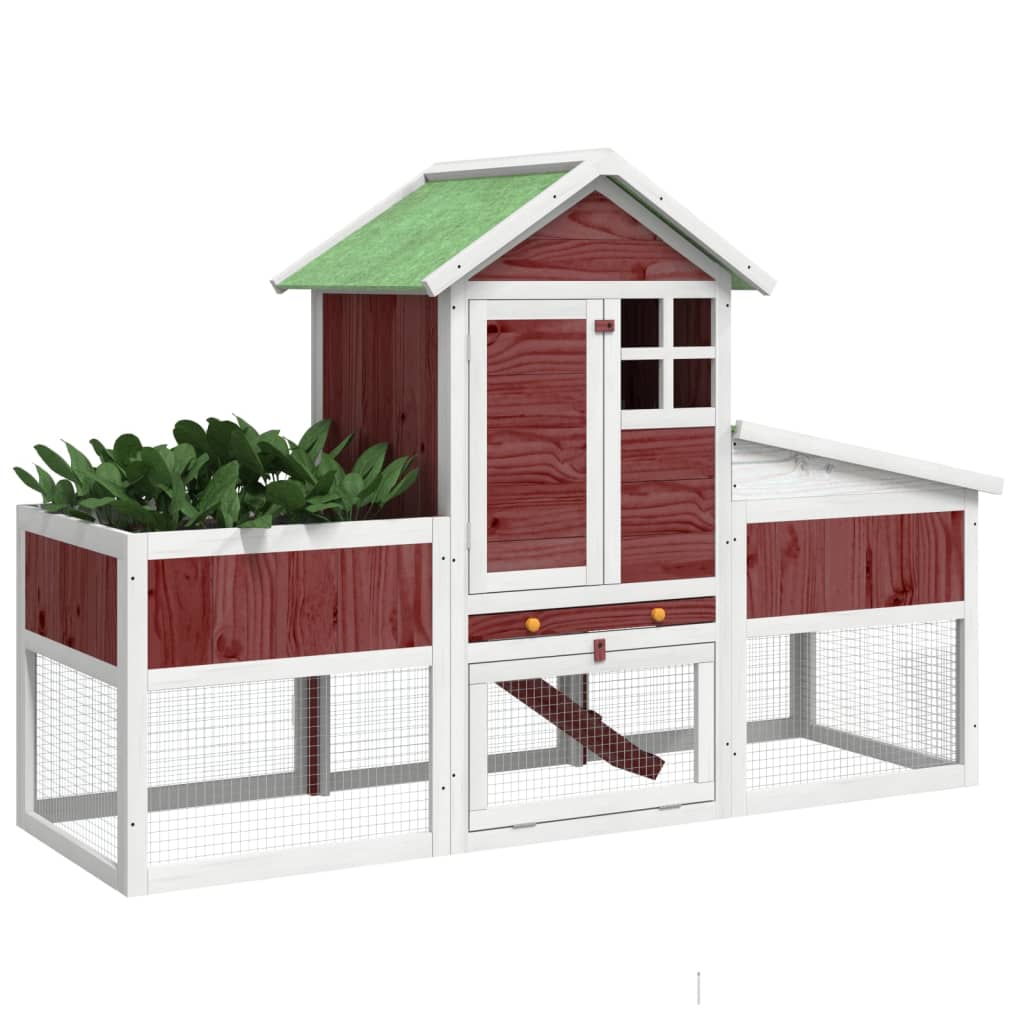 Brown rabbit cage 170x63x113 cm solid pine wood