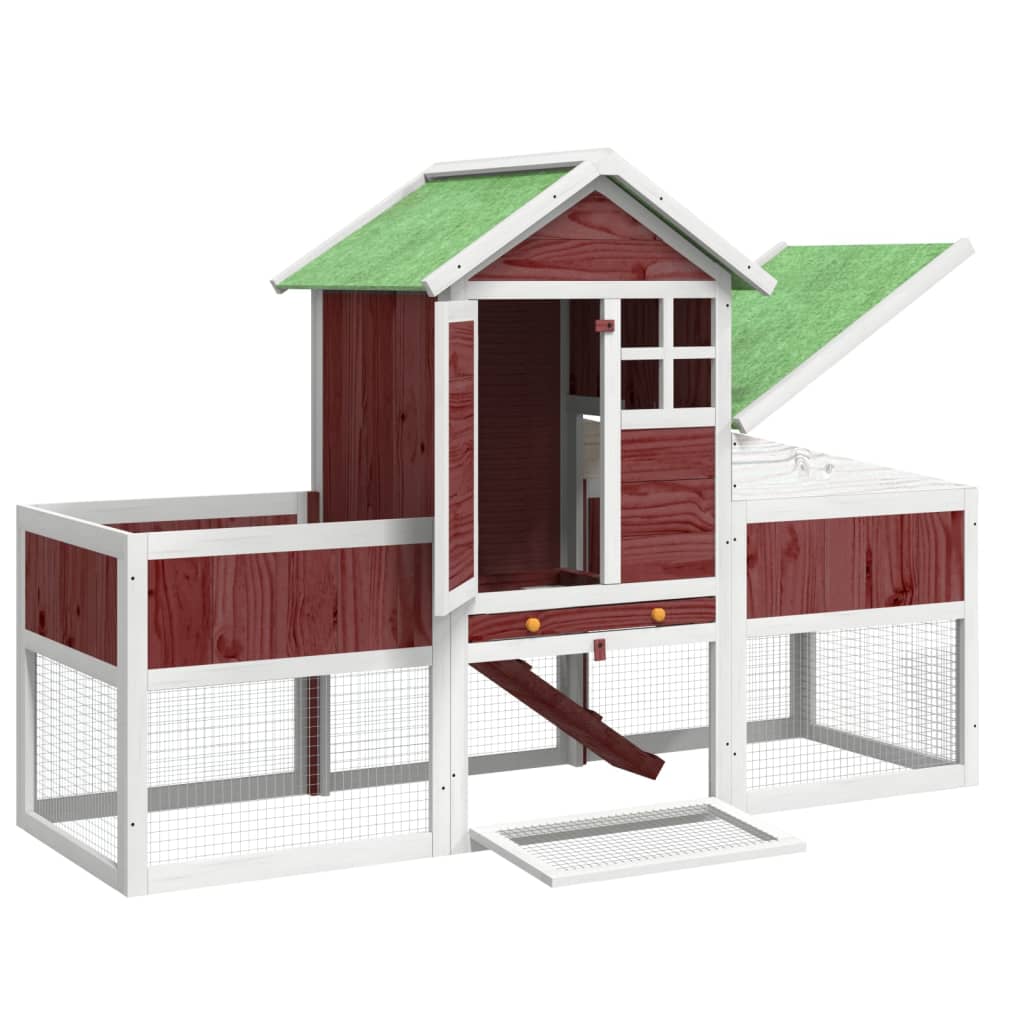 Brown rabbit cage 170x63x113 cm solid pine wood