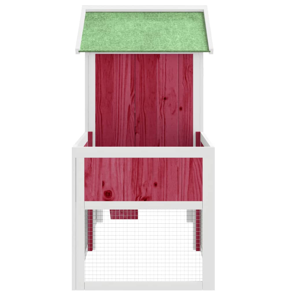 Rabbit cage, red, 170x63x113 cm, solid pine wood