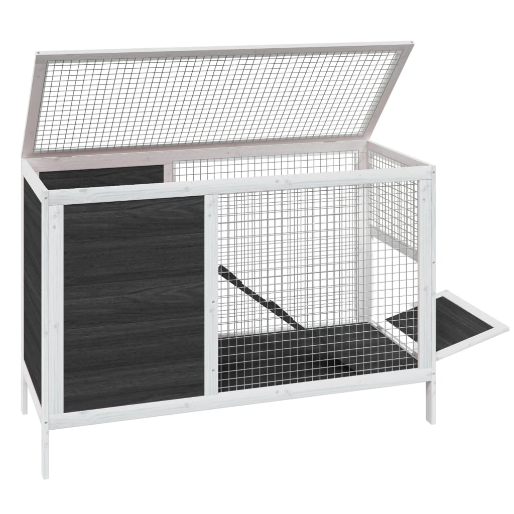 Gray rabbit cage 103x44x69.5 cm solid pine wood