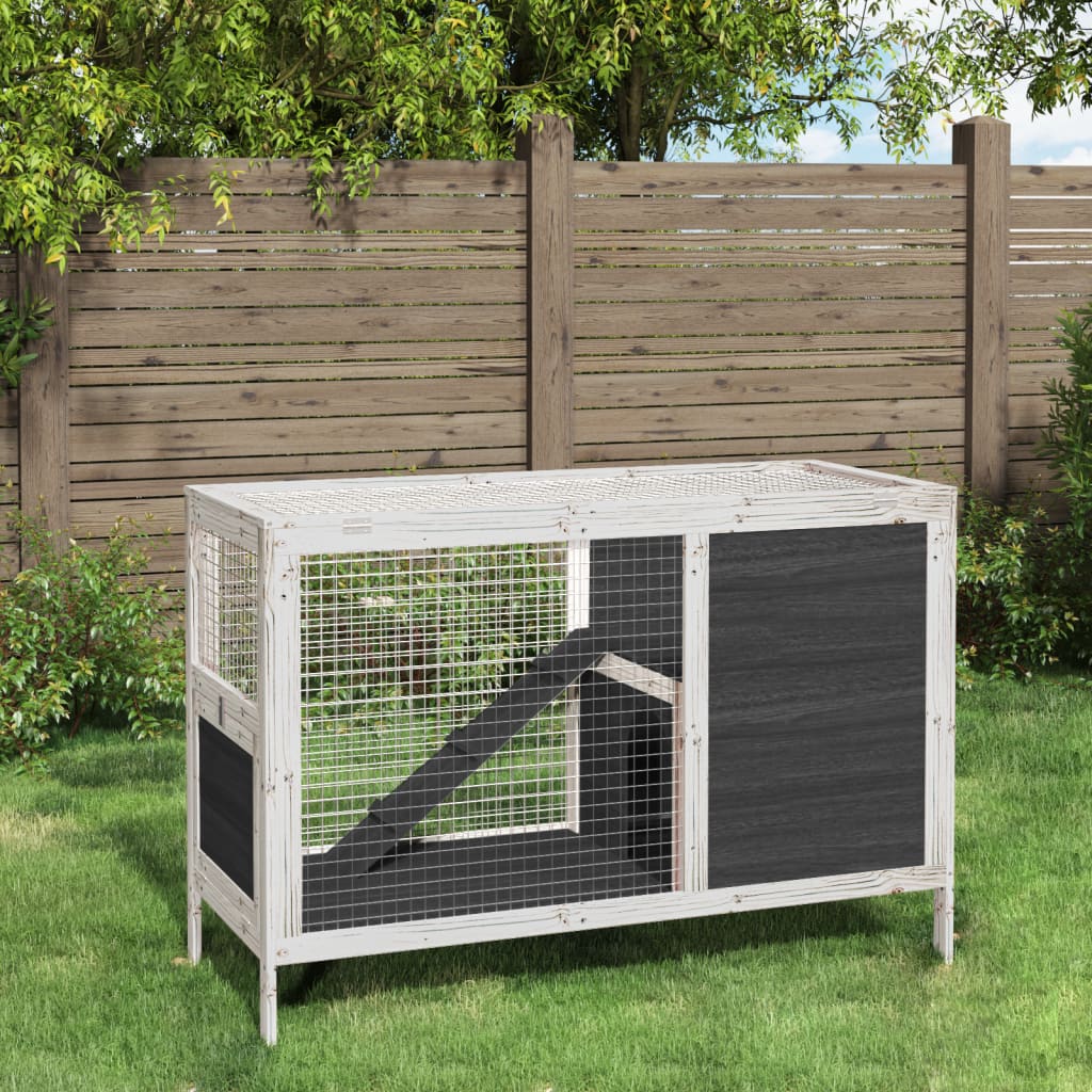 Gray rabbit cage 103x44x69.5 cm solid pine wood