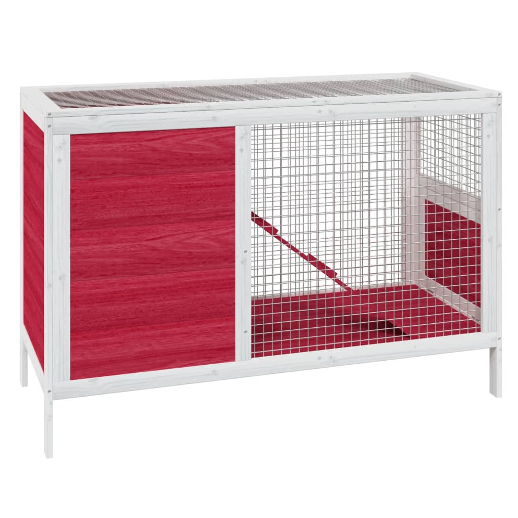 Rabbit cage red 103x44x69.5 cm solid pine wood