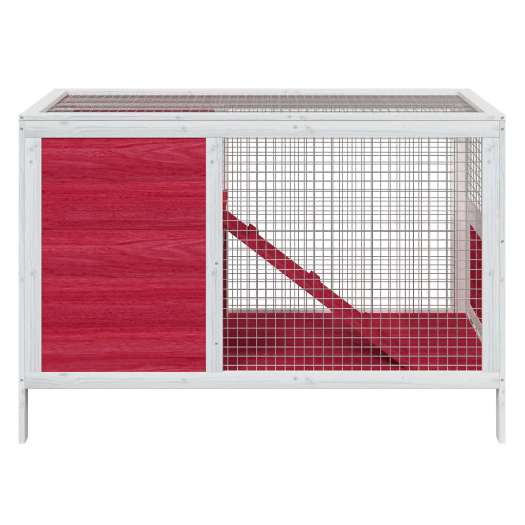 Rabbit cage red 103x44x69.5 cm solid pine wood