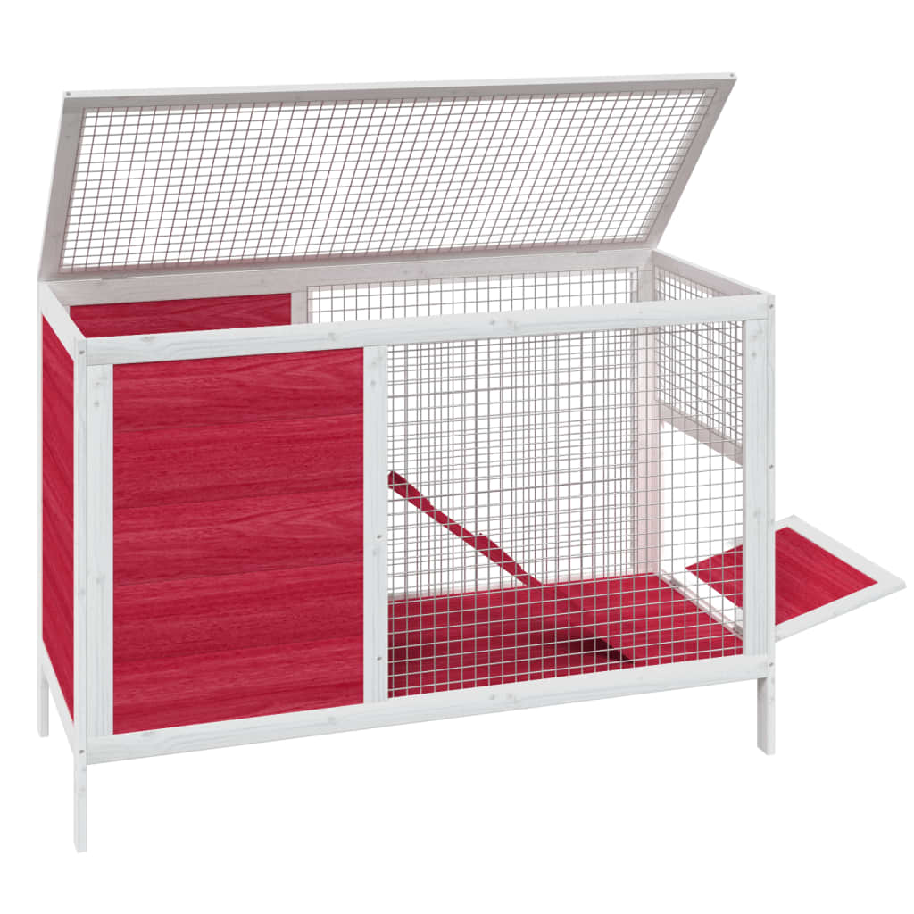 Rabbit cage red 103x44x69.5 cm solid pine wood