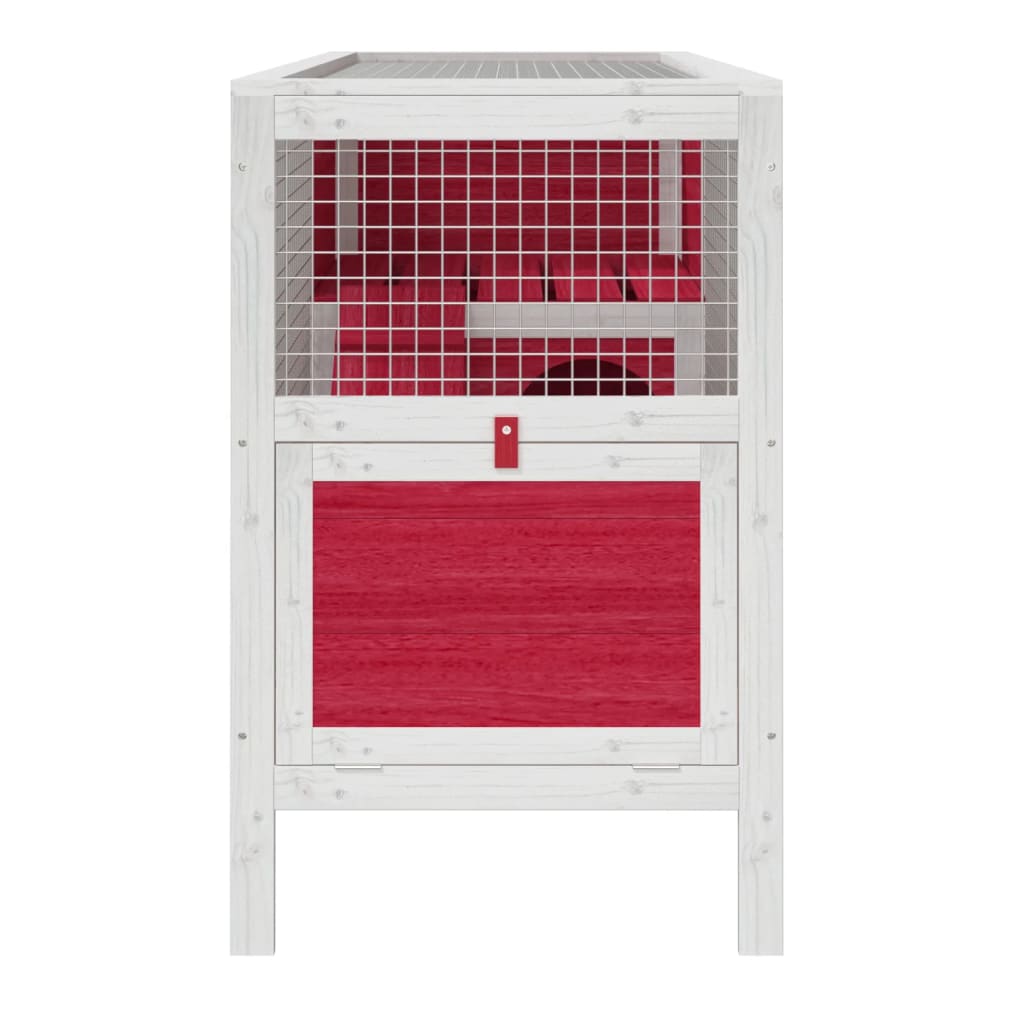 Rabbit cage red 103x44x69.5 cm solid pine wood