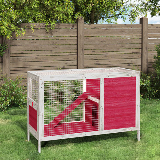 Rabbit cage red 103x44x69.5 cm solid pine wood
