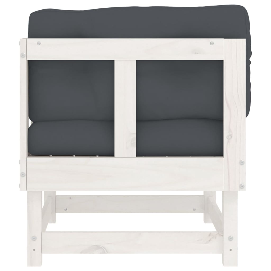 Corner sofa with cushions, white, solid pine wood