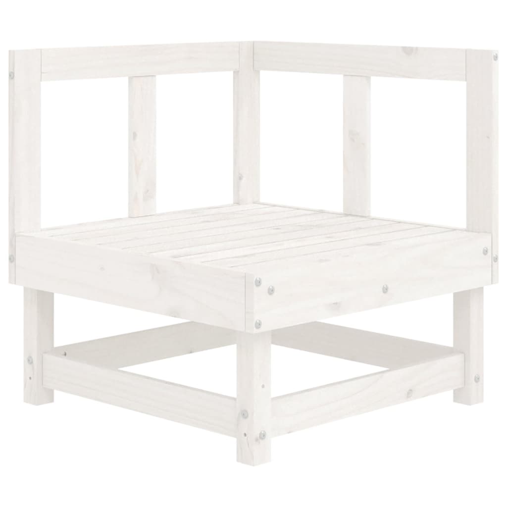 Corner sofa with cushions, white, solid pine wood