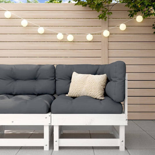 Corner sofa with cushions, white, solid pine wood