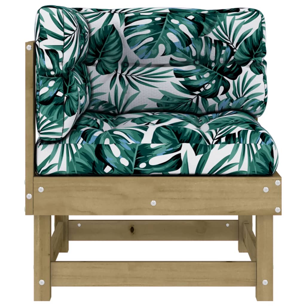 Corner sofa with cushions, treated pine wood