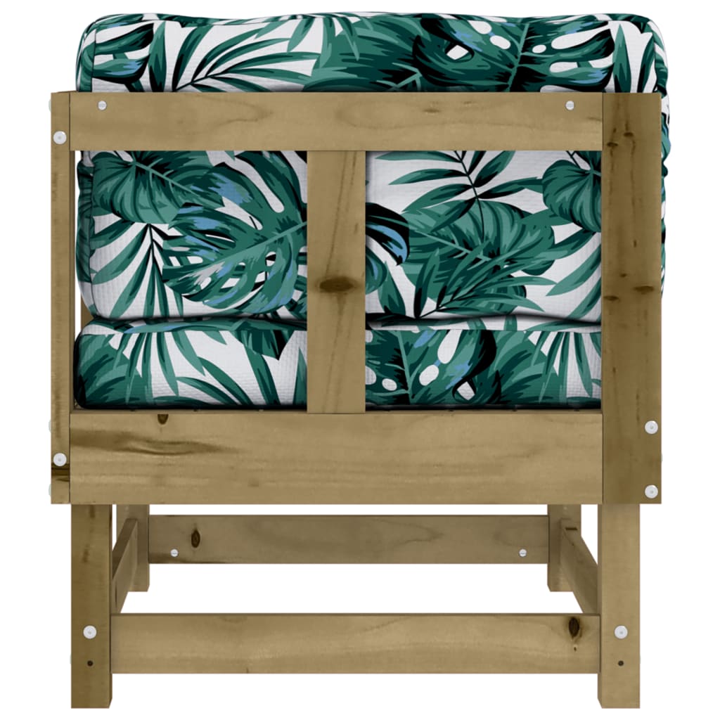 Corner sofa with cushions, treated pine wood