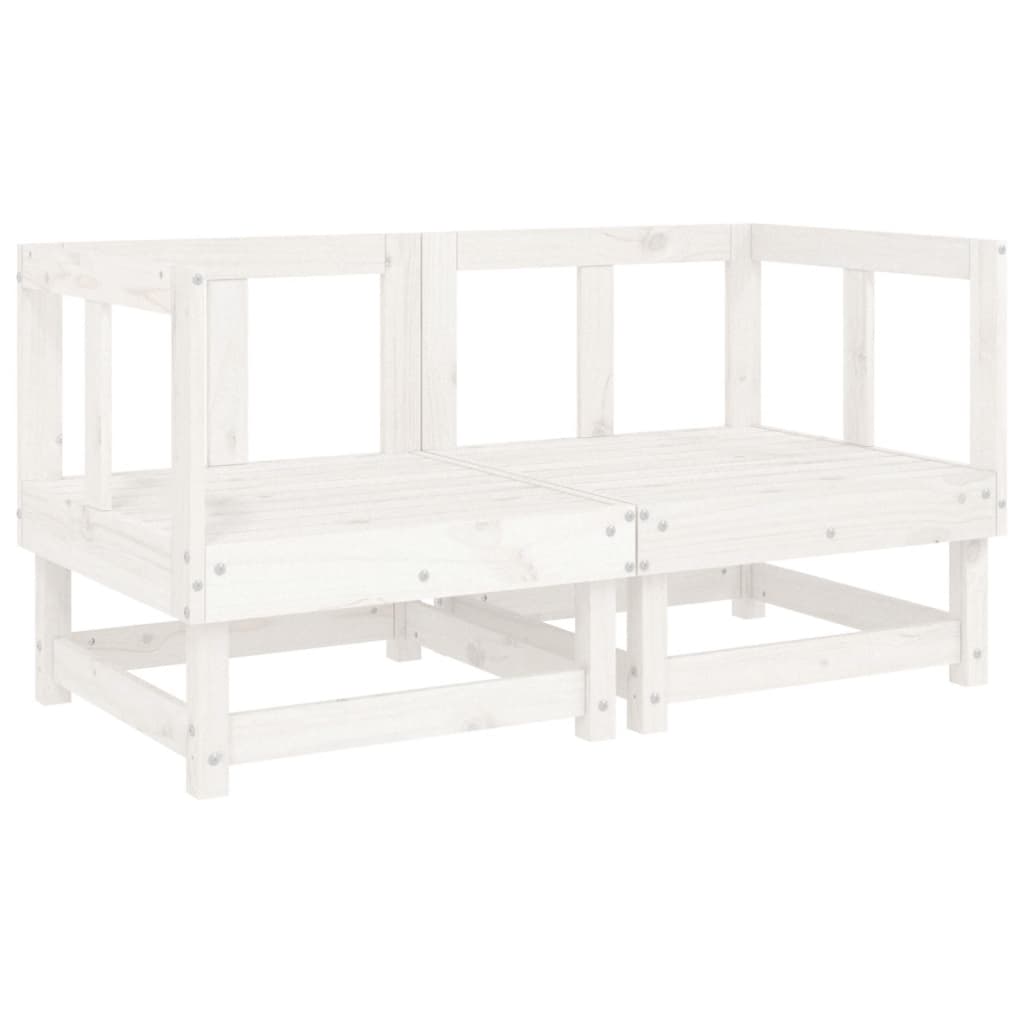 Corner sofas with cushions, 2 pcs., white, solid pine wood