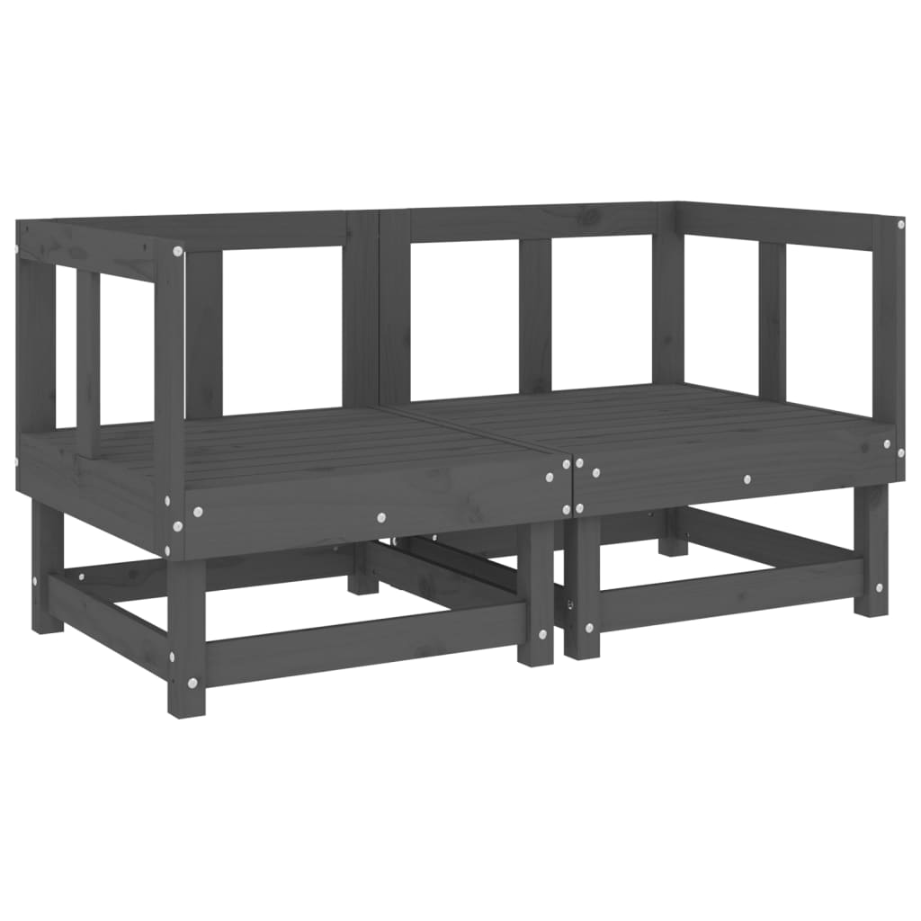 Corner sofas with cushions, 2 pcs., gray, solid pine wood