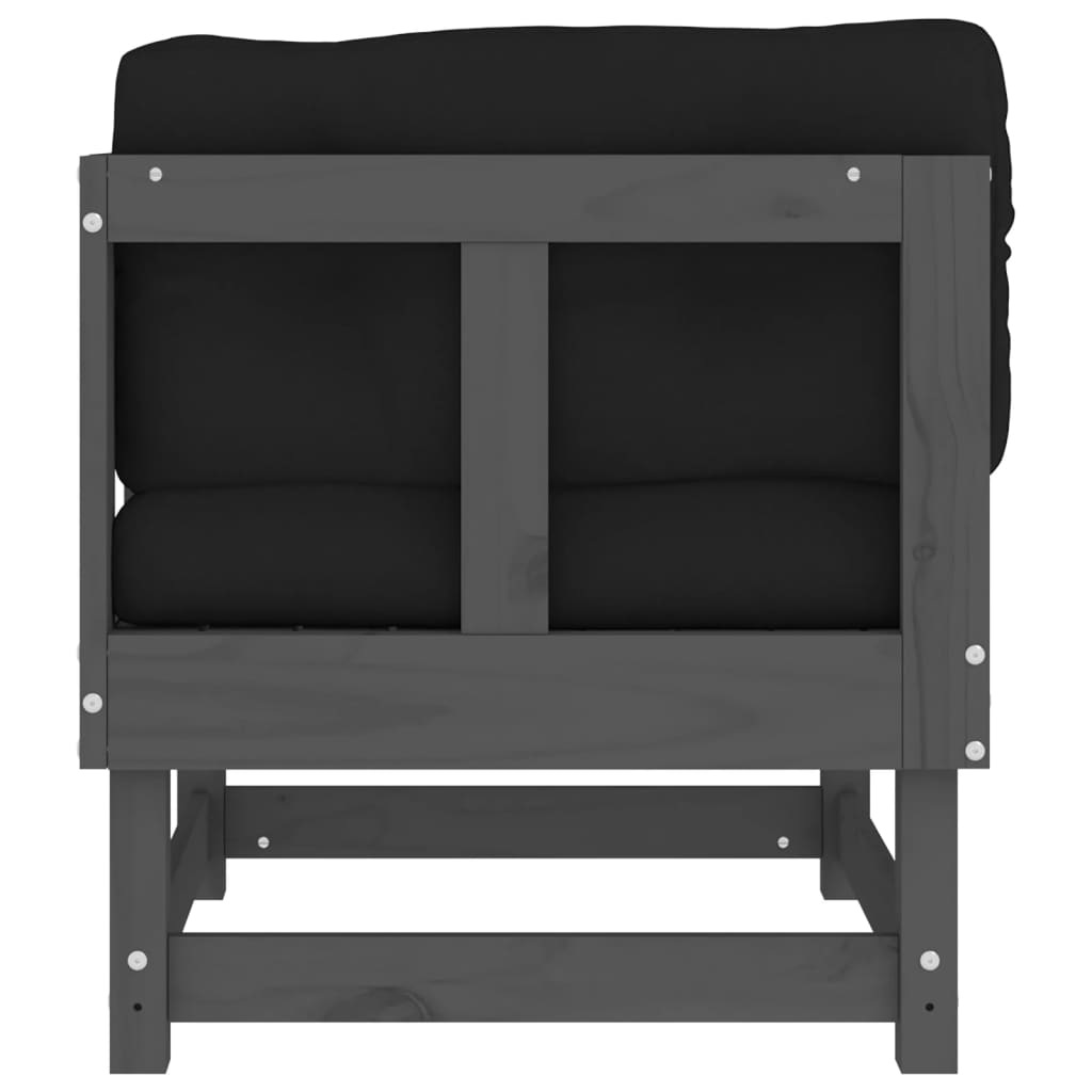 Corner sofas with cushions, 2 pcs., gray, solid pine wood