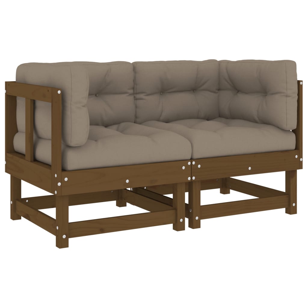 Corner sofas with cushions, 2 pcs., solid pine wood
