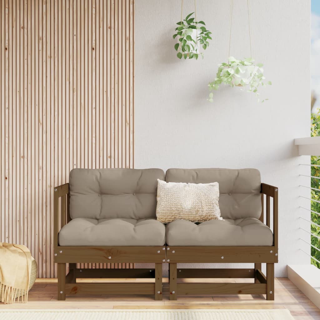 Corner sofas with cushions, 2 pcs., solid pine wood