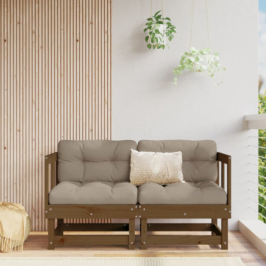 Corner sofas with cushions, 2 pcs., solid pine wood