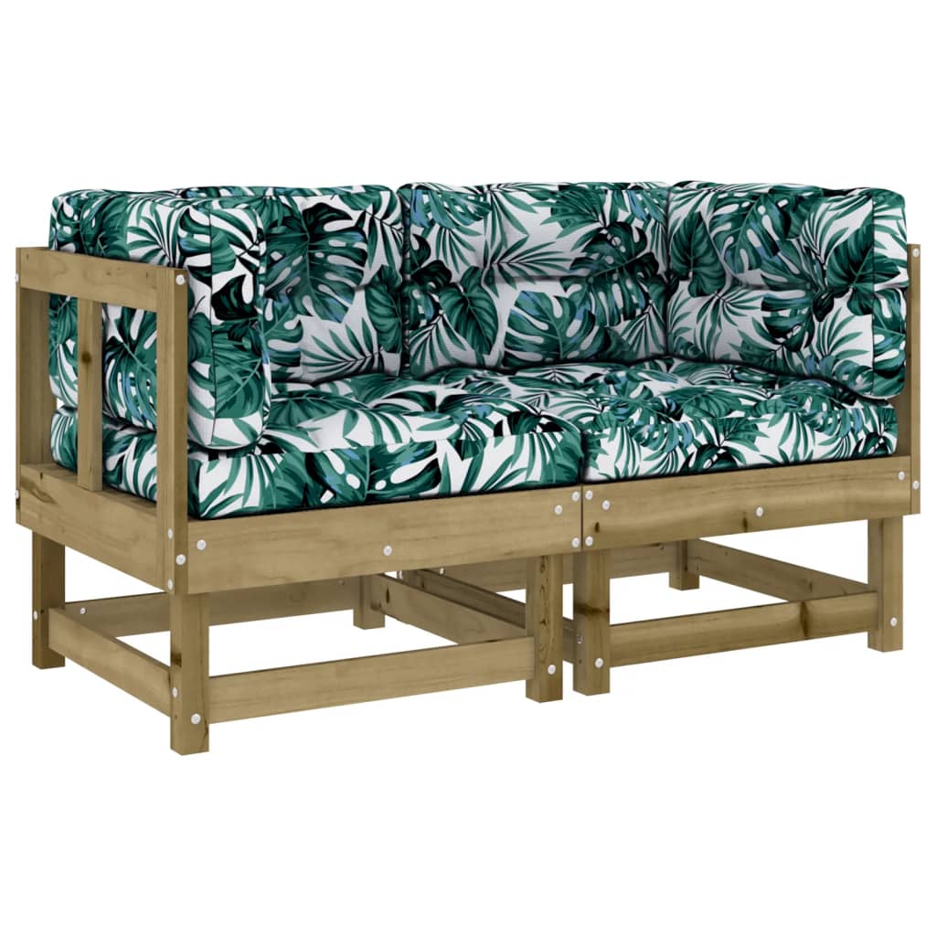 Corner sofas with cushions, 2 pcs., solid pine wood