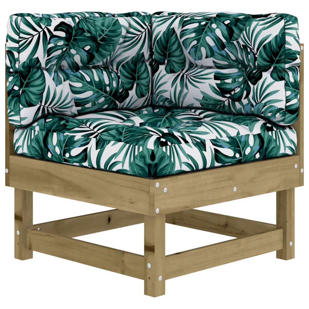 Corner sofas with cushions, 2 pcs., solid pine wood