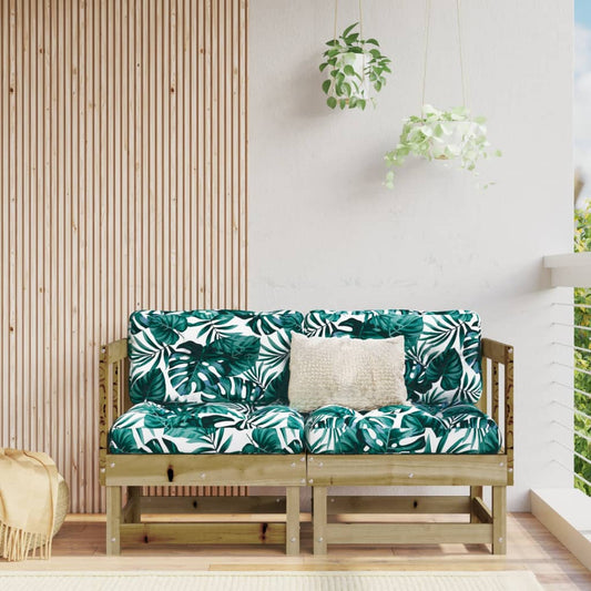 Corner sofas with cushions, 2 pcs., solid pine wood
