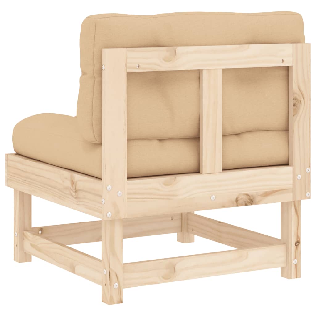Medium sofas with cushions, 2 pcs., solid pine wood