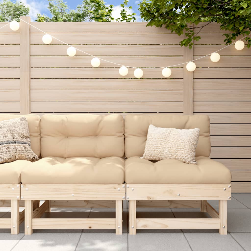Medium sofas with cushions, 2 pcs., solid pine wood