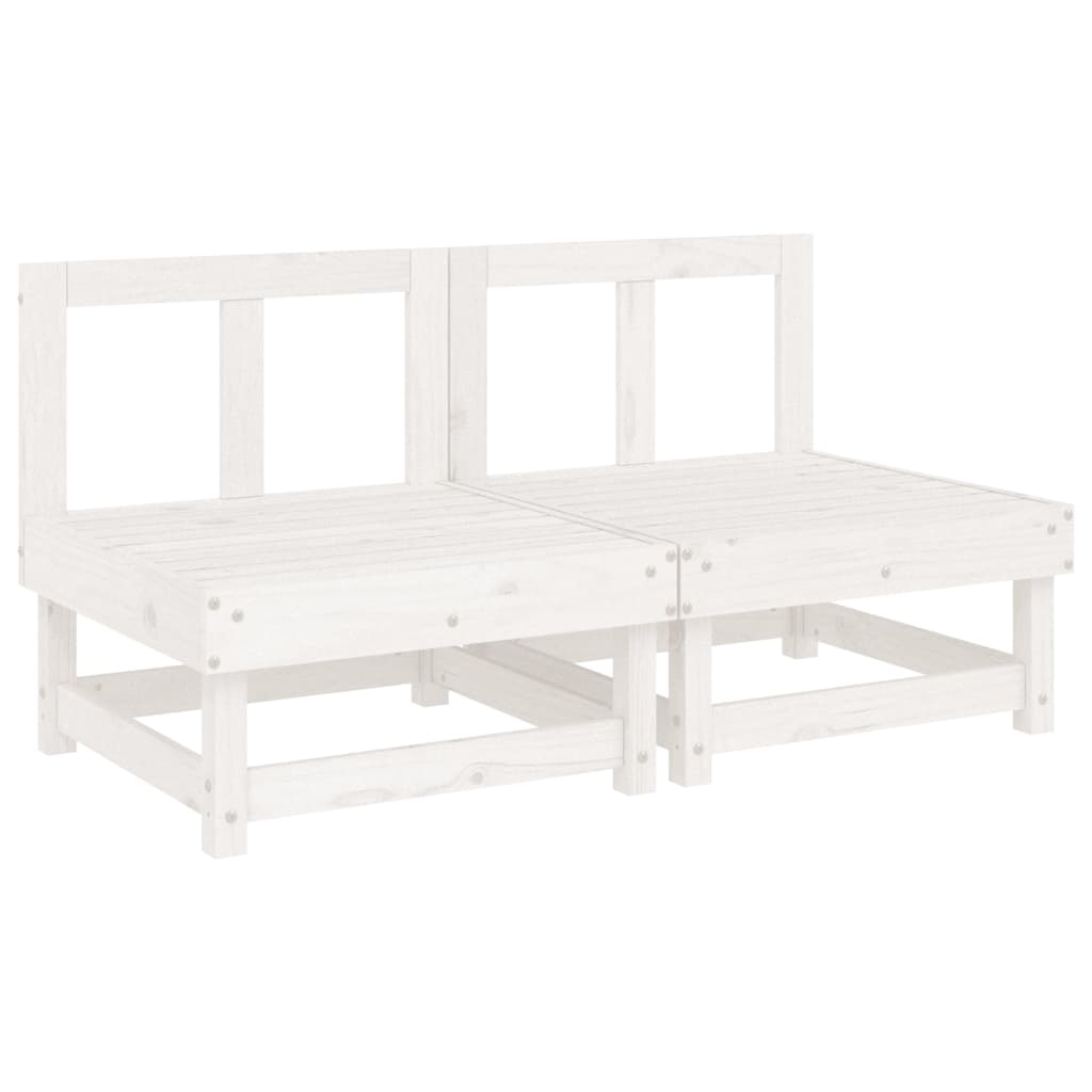 Middle sofas with cushions, 2 pcs., white, solid pine wood