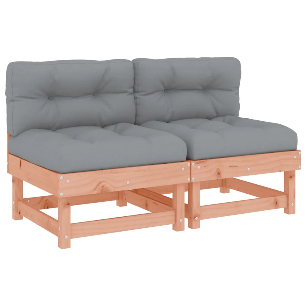 Medium sofas with cushions, 2 pcs., solid Douglas wood