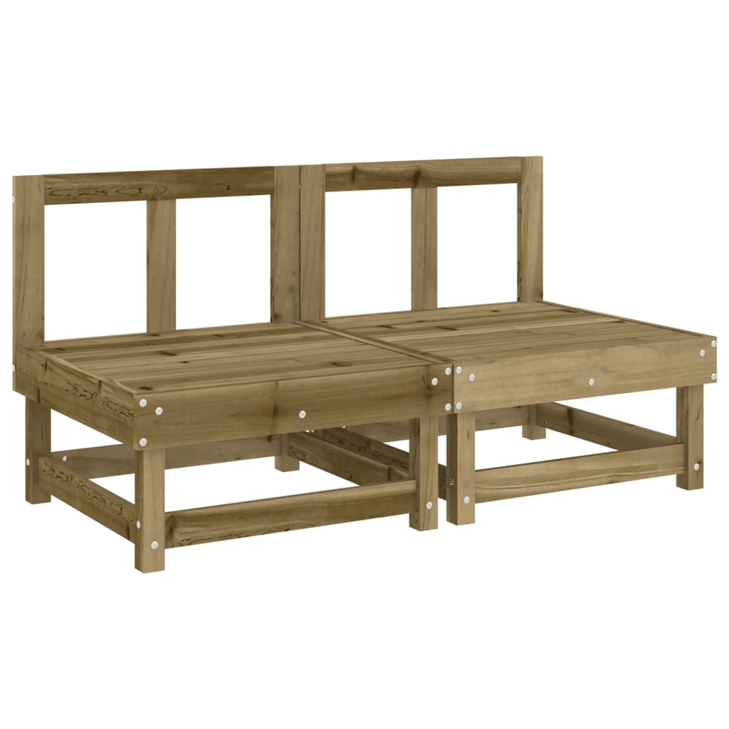 Middle sofas with cushions, 2 pcs., treated pine wood