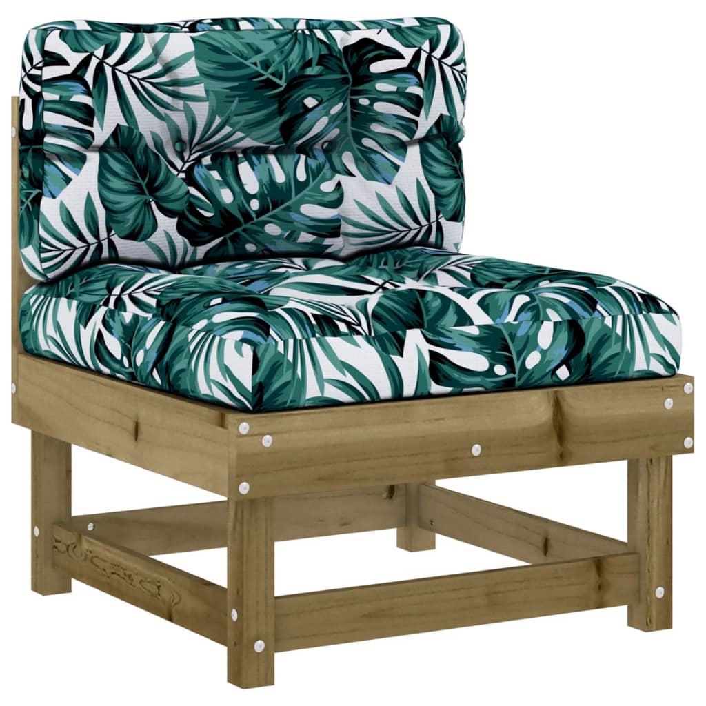 Middle sofas with cushions, 2 pcs., treated pine wood