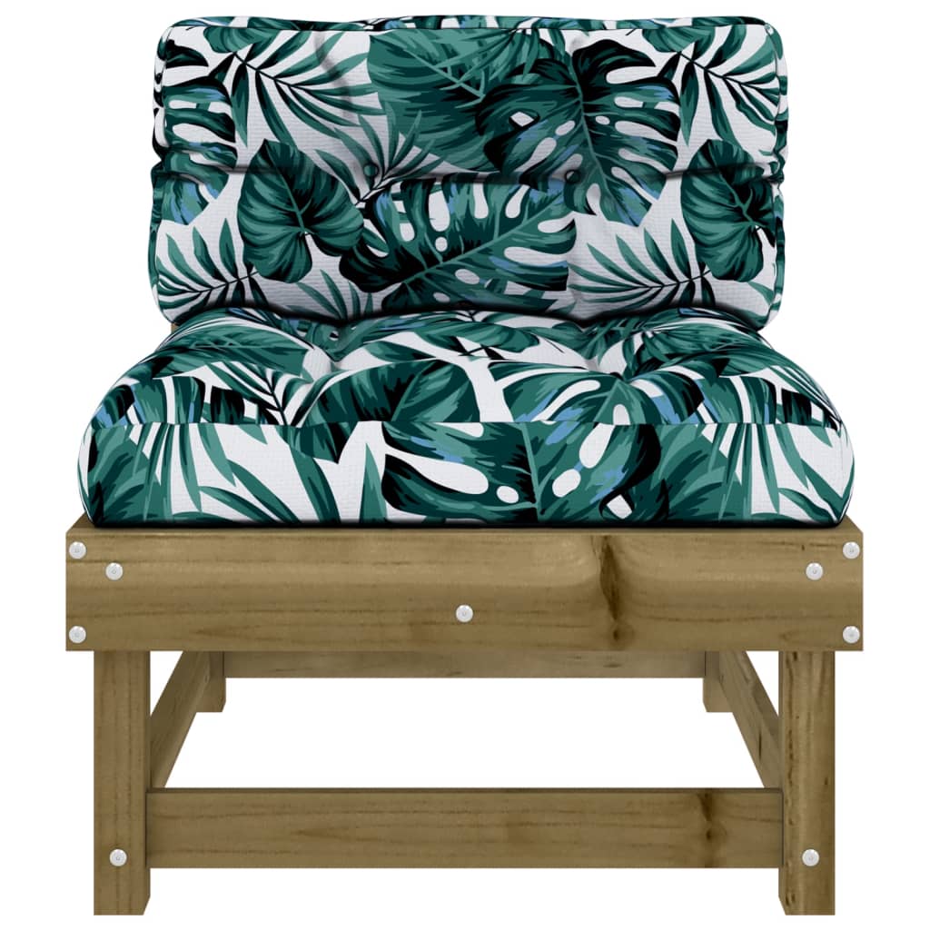 Middle sofas with cushions, 2 pcs., treated pine wood