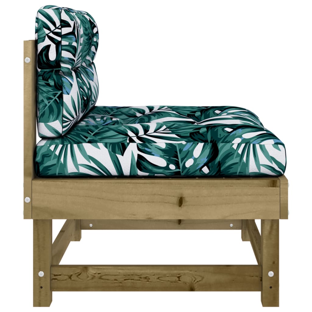Middle sofas with cushions, 2 pcs., treated pine wood