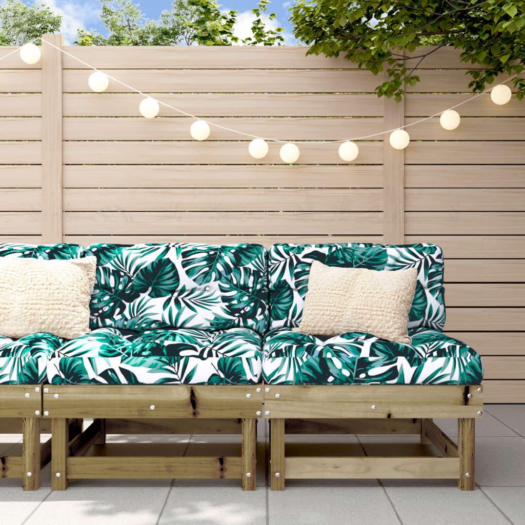 Middle sofas with cushions, 2 pcs., treated pine wood