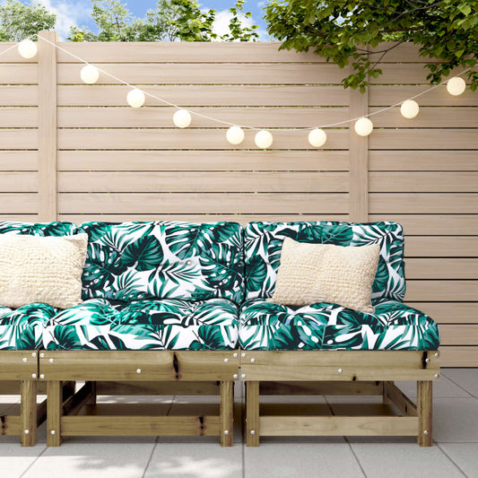 Middle sofas with cushions, 2 pcs., treated pine wood