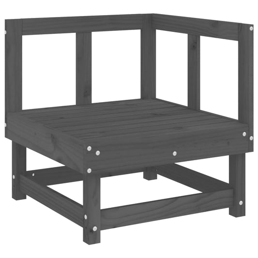 Garden corner sofa, gray, solid pine wood