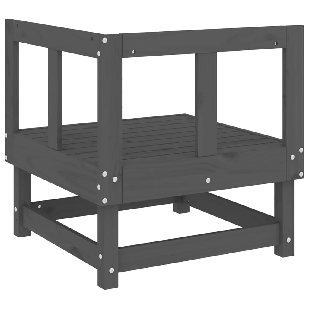 Garden corner sofa, gray, solid pine wood