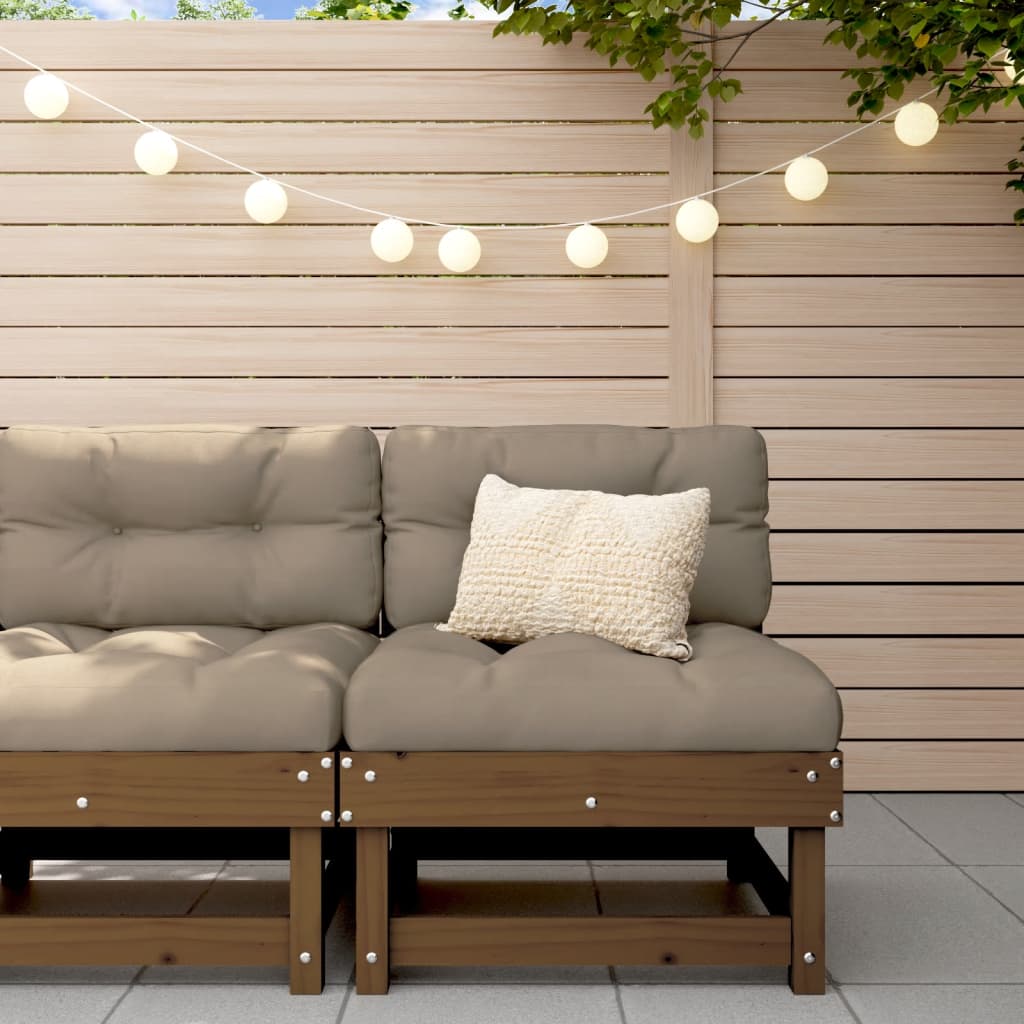Medium garden sofa, honey brown, solid pine wood