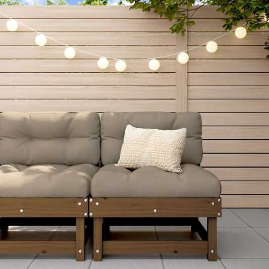 Medium garden sofa, honey brown, solid pine wood